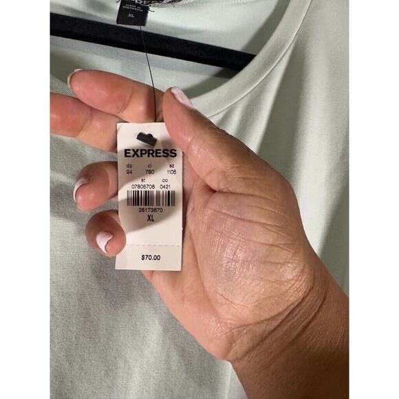 NEW Express Light Green Tie Waist Dress - Picture 3 of 8